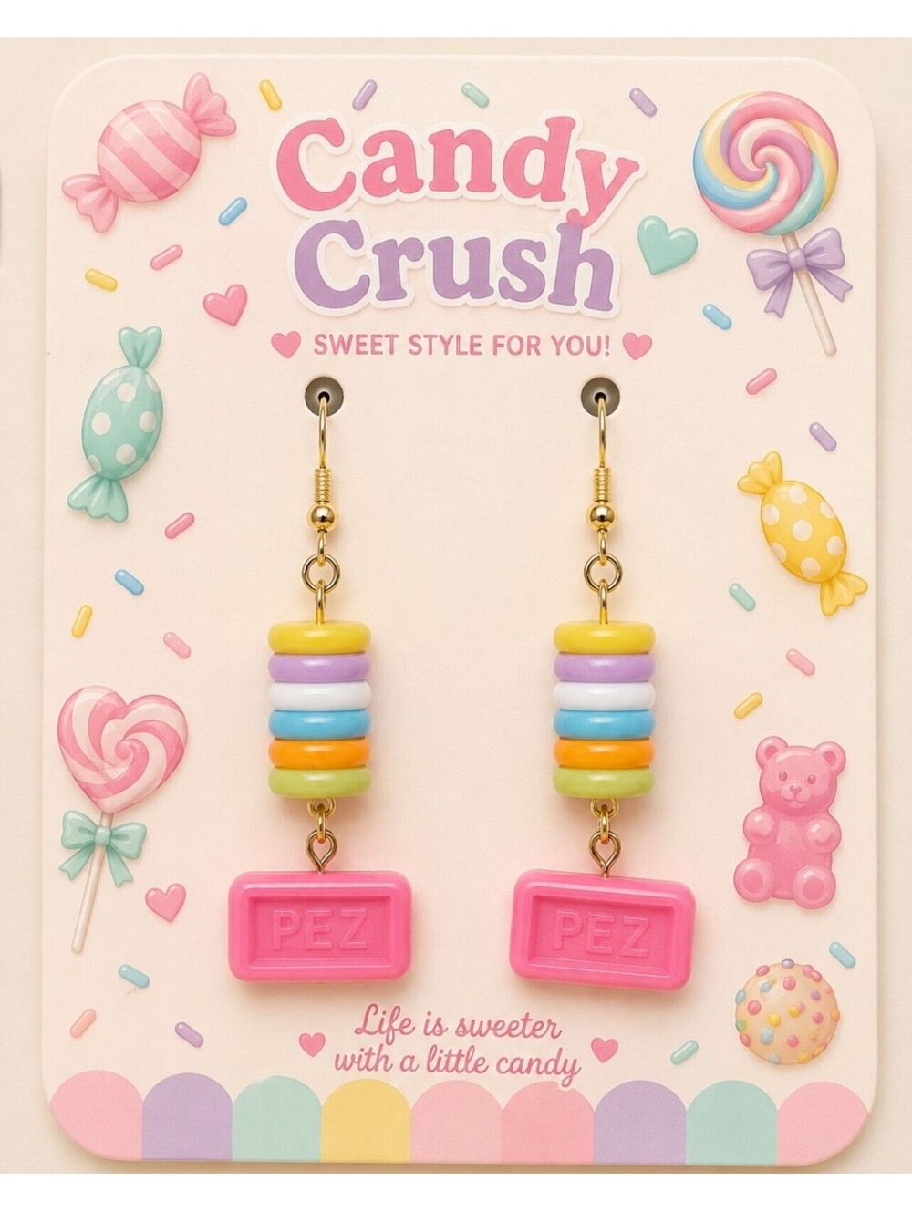Seriously Sweet PEZ & Smarties Nostalgic Candy Dangle Drop Earrings